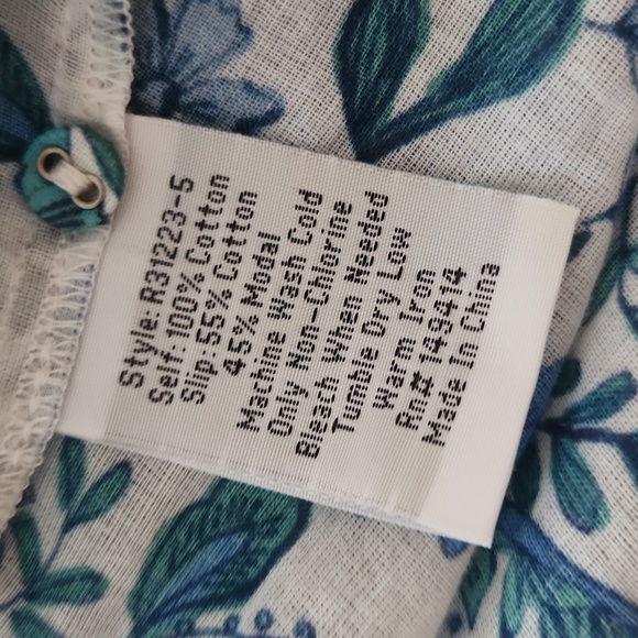 Johnny Was Cotton Button-Up Willow Blue Ruffle Tank Midi Dress Small - Picture 8 of 8